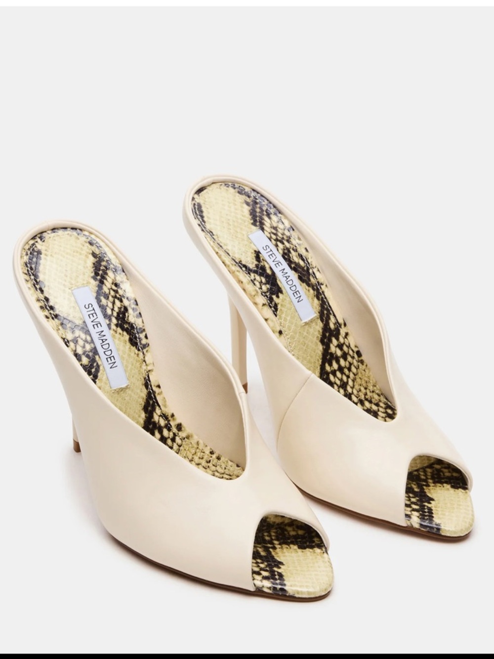 Steve Madden Women's AGAZE Peep-Toe Mule 👠 bone multi sz 8